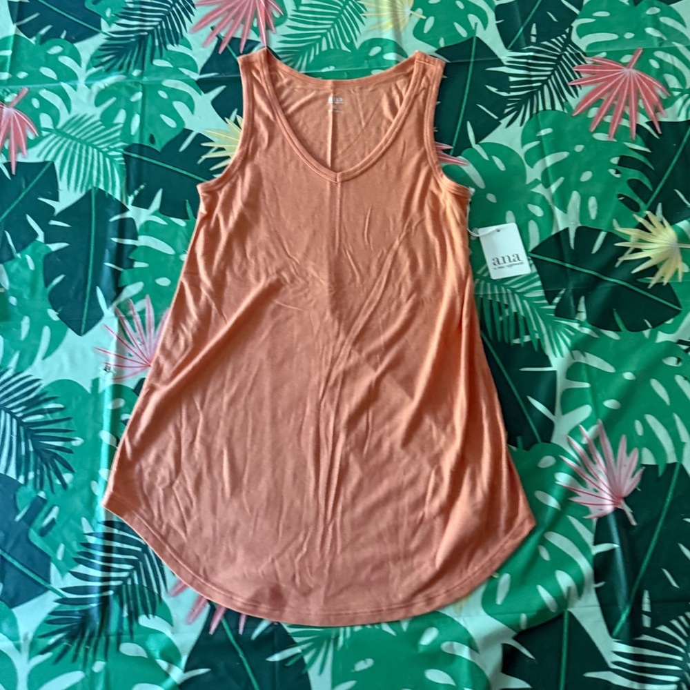 New A.N.A. Orange V-Neck Tank Top XS nwt A New Approach